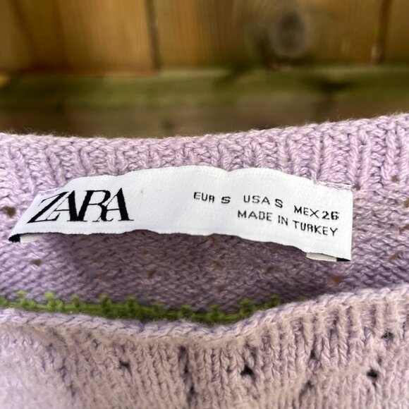 Zara Knit Cherry Print Crop Top - Picture 3 of 4